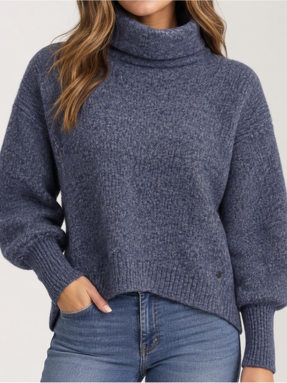 Ted Baker CCHLOE Blue Wool Blend Cowl Neck/turtle neck Sweater Size 4